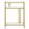 thumbnail image 3 of Evelyn&Zoe Cortland 22" Wide Rectangular Console Table with Glass Shelves, Brass, 3 of 8