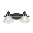 thumbnail image 3 of Aspen Creative 62061, Two-Light Metal Bathroom Vanity Wall Light Fixture, 17 1/2" Wide, Transitional Design in Black with Clear Seedy Glass Shade, 3 of 6