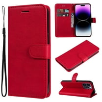for iPhone 15 Pro Max Wallet Case, with Credit Card Holder and Wrist Strap, RFID Blocking PU Leather Flip Magnetic Cell Phone Cover Case for iPhone 15 Pro Max 6.7 inch, Red