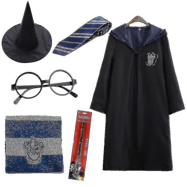 7pcs/set Harry Potter Cosplay Magic Wizard Fancy Dress Cape Cloak Hogwarts School Costume