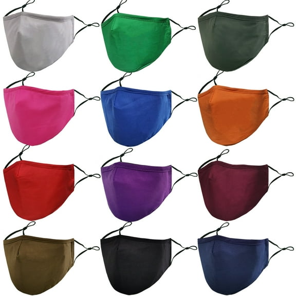 12 Pack Colorful Cloth Face Masks, Breathable Cloth Masks, Washable Reusable Portable Masks, Suitable For Home, School, Travel And Office Use