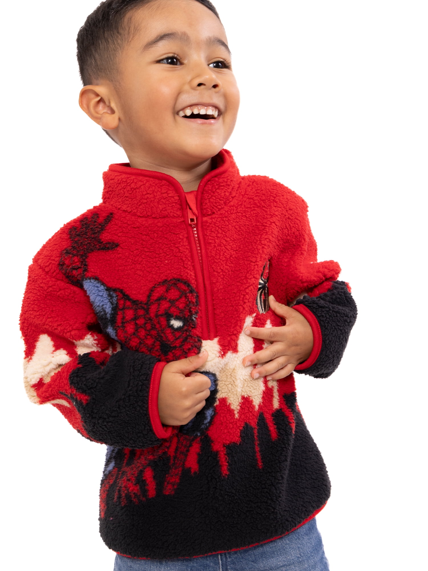 Spider-Man Toddler Boys Plush Fleece Half Zip Sweatshirt, Sizes 12M-5T