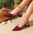 thumbnail image 2 of Rokment Womens Pointed Closed Toe Dressy Sandals Summer Fall Fashion Casual Leather Chunky Block Low Heels Slip on Slingback Dress Shoes for Business Office Wine Size 6.5, 2 of 4