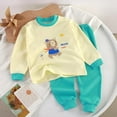 thumbnail image 2 of SROBPTY Toddler Outfits Sets, 2 Pieces Sets for Kids, Kids Boys and Girls Printed Long Sleeve Top and Long Pants Sleepwear Home 2 Piece Set Blue,5-6 Years, 2 of 5