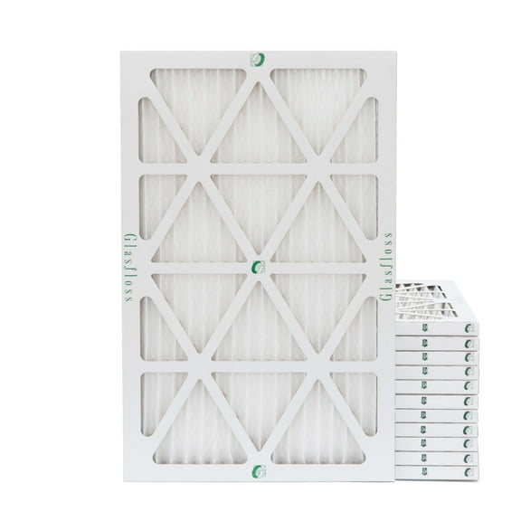 12 Pack of 14x30x1 MERV 10 Pleated Air Filters by Glasfloss. Actual Size: 13-5/8 x 29-5/8 x 7/8