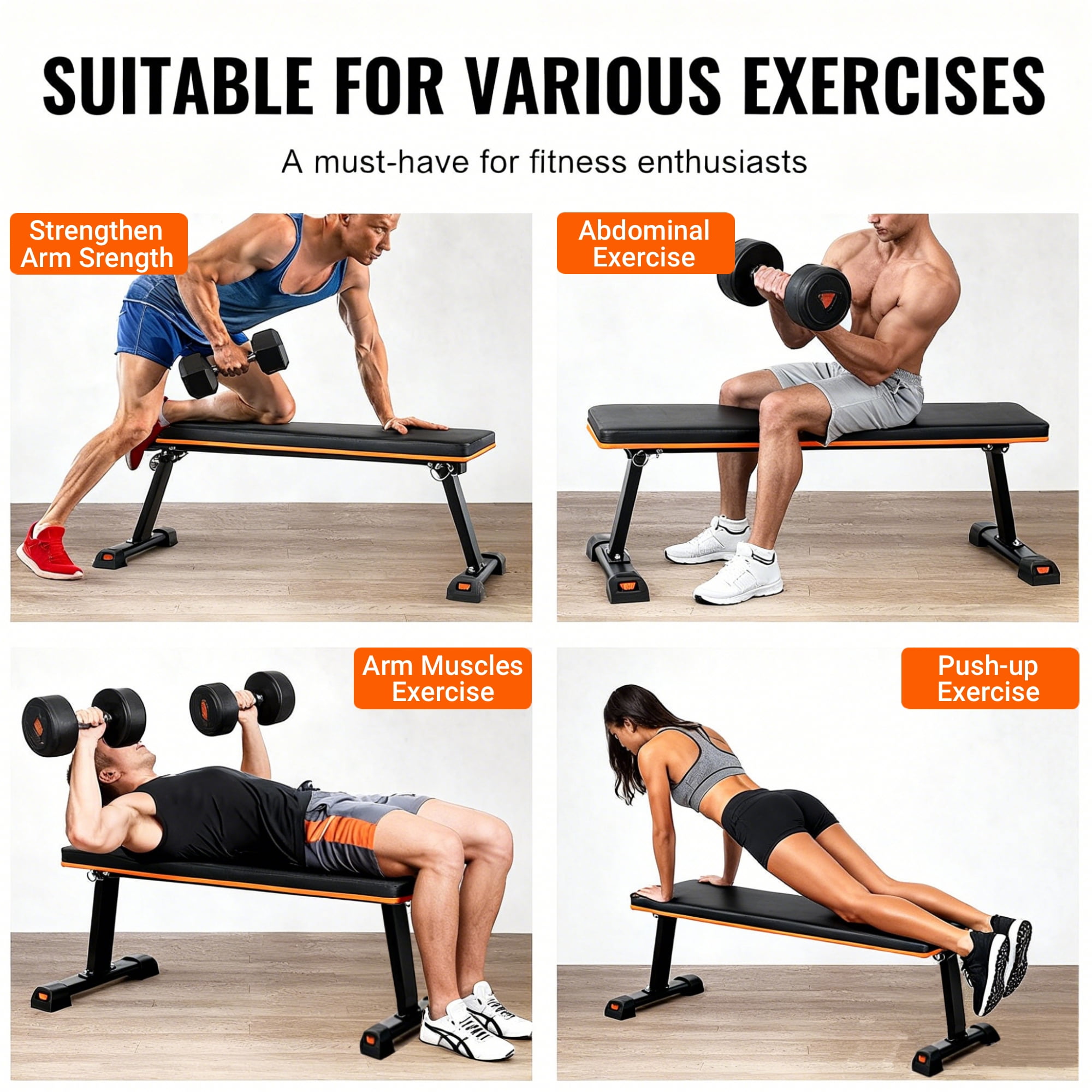 Weight Bench,Blacksmith Foldable Flat Bench with 600lb Capacity for AB and Full Body Exercises,Workout Bench for Home GYM