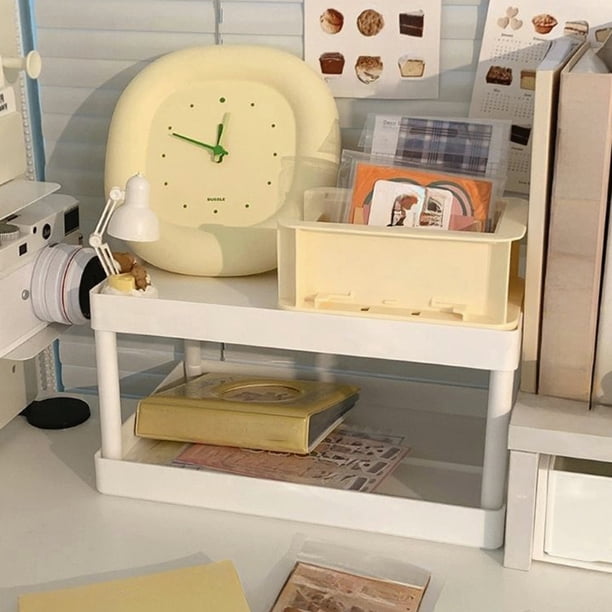 Organizador de Escritorio para Cocina, Baño y Oficina | Estante de Plástico de 2 Niveles | Blanco | 28 X 18 X 15 Cm | 200 G