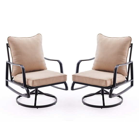 Patio Furniture Set of 2, Outdoor Swivel and Rocking Patio Chairs with 4" Thick Cushions, Bistro Set for Porch, Balcony, and Backyard