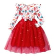 thumbnail image 1 of Zanarzt Robe de Printemps et d'Automne pour Bébés Filles, Robe de Noël pour Enfants à Manches Longues, Col Rond, en Maille à Écailles de Poisson, Rouge, 2-3 Ans, 1 of 4