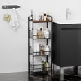 thumbnail image 6 of 4 Tier Slim Metal Storage Cart with Walnut Wood Top Kitchen Organizer Shelf Fruit Basket Stand for Small Spaces Office Bathroom Laundry Room, 6 of 8