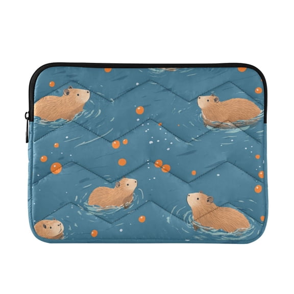 FORMRS 13-13.3 inch Laptop Sleeve Case Soft Carrying Quilted Computer Bag Cover, Capybaras Swimming
