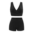 thumbnail image 5 of Rrunsv Vacation Outfits for Women Womens 2 Piece Outfits Crop Shorts Set 2024 Summer Vacation Beach Matching Set Black,M, 5 of 5