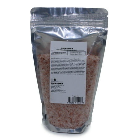 IndusClassic 1 lbs Kosher Pure Natural Halall Unprocessed Himalayan Edible Pink Cooking Medium Grain Salt 1mm to