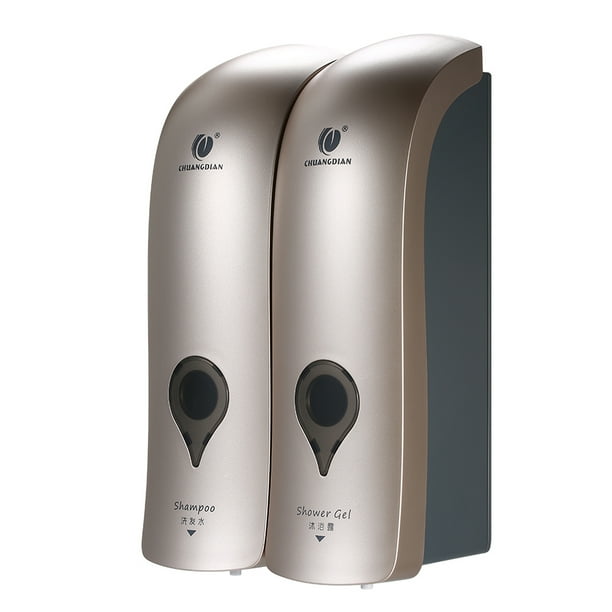 CHUANGDIAN 300ml * 2 NO Perforadora Dispensador de jabón manual de doble cabezal para montaje en par Tomshoo Dorado champagne