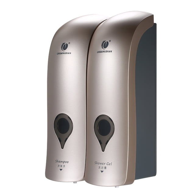 CHUANGDIAN 300ml * 2 NO Perforadora Dispensador de jabón manual de doble cabezal para montaje en par Tomshoo Dorado champagne
