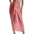 thumbnail image 3 of Sarong Cover Up Womens Beach Cover Up Bikini Bathing Suit Swimsuit Swimwear Coverup Sarong Pareo Wraps for Women Tassel Trim Long Sarong with Front Tie Pink, 3 of 9