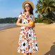 thumbnail image 4 of Disketp Autumn Pumpkins Fall Leaves para Vestido de Manga Corta para Mujeres, Vestidos de Verano para Mujeres, Casual y Holgado para la Playa, 4 of 6
