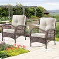 thumbnail image 3 of MeetLeisure Wicker Outdoor loveseat with Beige Cushion and Table, 3 of 5