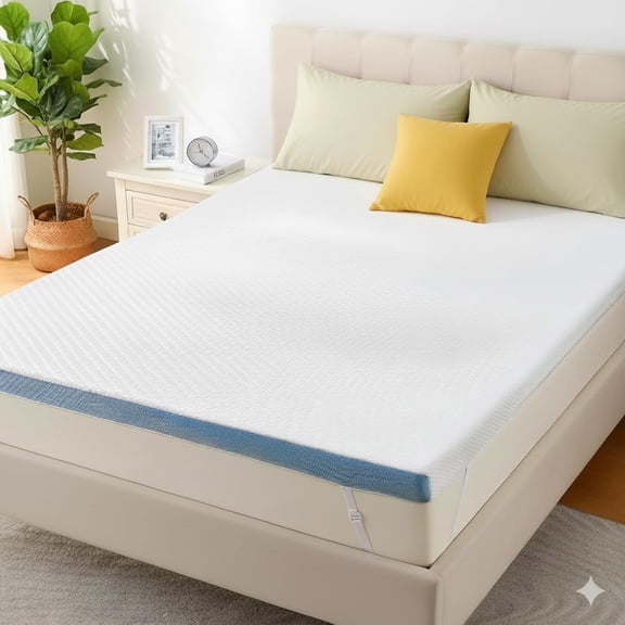 BESTERGO 3 Inch Queen Memory Foam Mattress Topper, Gel Infused Foam Mattress Topper for Pressure Relief, CertiPUR-US