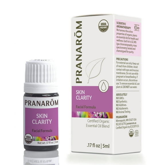 Pranarom - Skin Clarity Essential Oil Blend (5ml) - Lavender, Tea Tree, Thyme, Rosemary, Niaouli, Chamomile, & Helichrysum - 100% Pure Essential Oil for Skincare | USDA and ECOCERT Certified Organic