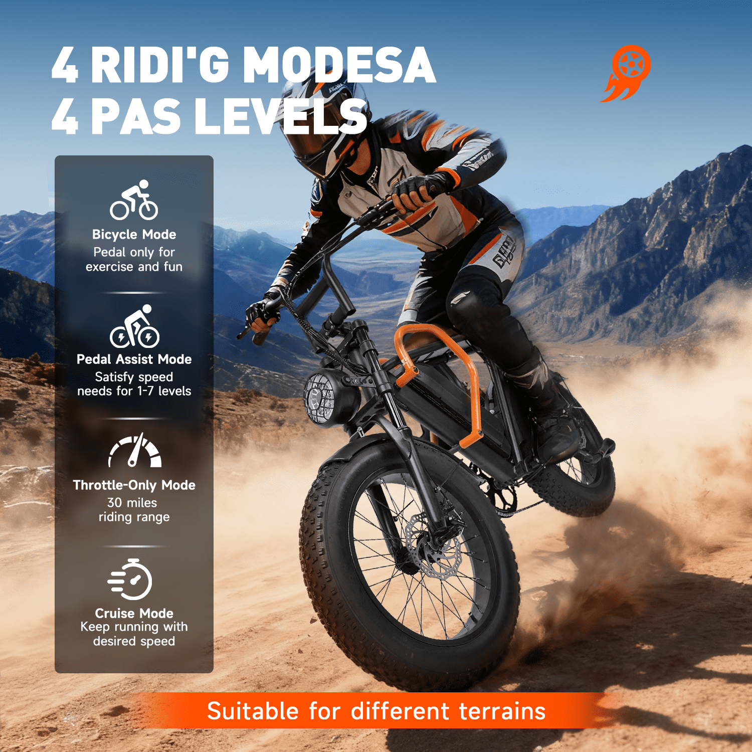 1500W Peak Electric Bike for Adults, 30MPH Electric Bike, 20" Fat Tire E-Mountain Bikes, 48V 15Ah Removable Battery Ebike, Dual Suspension, Hydraulic Suspension, 7-Speed, UL 2849