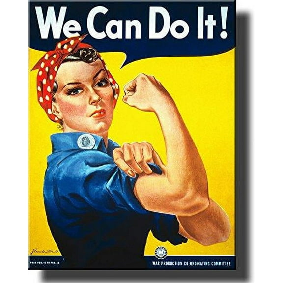 We Can Do It Women Power Poster on Stretched Canvas, Wall Art Decor Ready to Hang!.