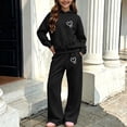 thumbnail image 5 of Fjofpr Girls Clothes Sets Size 6 Girl's Tracksuits 2 Pieces Outfits Winter Printed Hooded Sweatshirt Wide-Leg Pants Casual Sports Fleece-Lined Warmth Two-Piece Set Kids 5-14 Years, 5 of 7