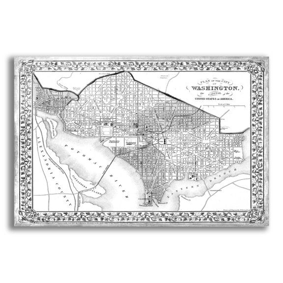 Epic Art 'Plan of Washington DC' by Mitchell, Acrylic Glass Wall Art, 24"x16"