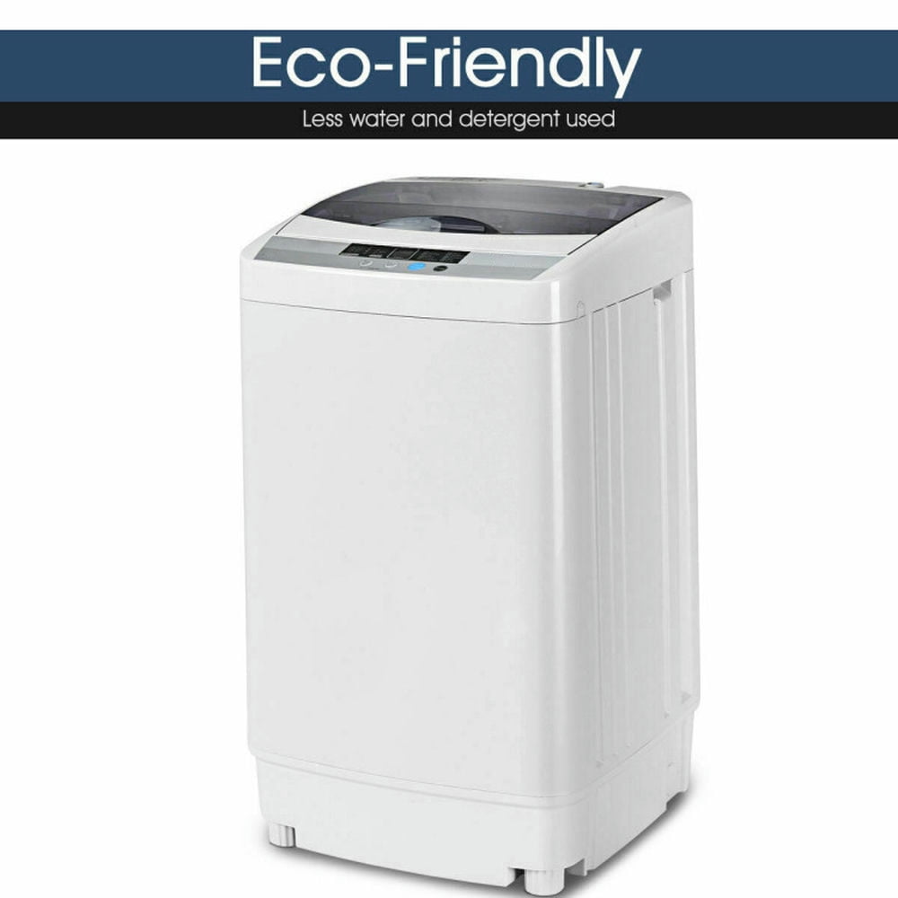 Spaco 12 lbs Washing Machine with 8 Water Level Selections and LED Display, Full-automatic Washing Machine with 10 Wash Programs, Washing Machine for Indoor, Gray