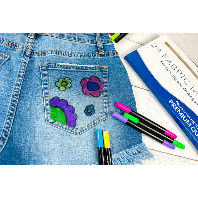 2 X Fabric Marker Pens Permanent Colors For DIY Textile Clothes T-Shirt  Shoes, Black & Blue - AliExpress