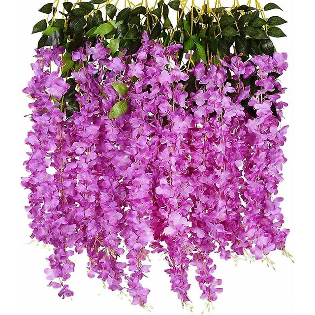 Sincero Flores artificiales falsas, 12 piezas, corona de color malva de vid de glicina