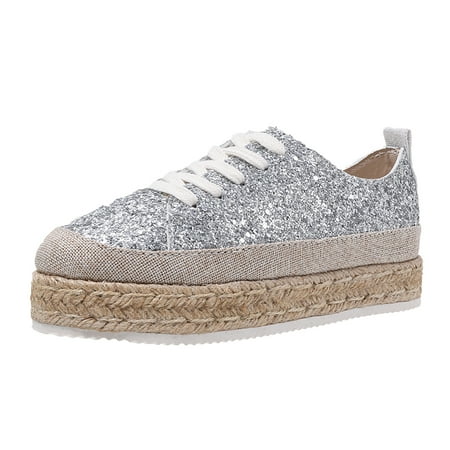 

QYZEU Wide Width Boots for Women Snow Women Casual Shoes Size 11 1/2 Ladies Fashion Solid Color Sequin Breathable Lace Up Platform Casual Shoes
