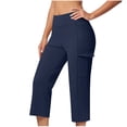 thumbnail image 2 of FAHXNVB High Waisted Yoga Cpari Pants for Women with Pockets Summer Stretchy Workout Athletic Trousers Lightweight Running Pants, 2 of 6