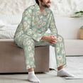 thumbnail image 7 of Naloa Daisies Flowers Men’s Pajamas Set - Long Sleeve Button Down Sleep Shirt and Pajama Bottoms Sleepwear Set-Large, 7 of 7