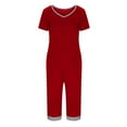 thumbnail image 7 of GERsome 2 Pack Womens Pajama Sets Short Sleeve Pullover Tops with Capri Pajama Pants Set Soft Sleepwear Pj Lounge Sets S-3XL (Red,L), 7 of 7