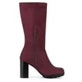 thumbnail image 3 of Unique Bargains Bottes à Talon Bloc Mi-Mollet pour Femmes, 3 of 8
