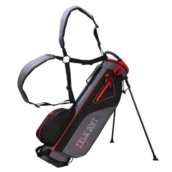 Ram Golf Lightweight Stand Carry/Sunday Bag Black/Grey/Red
