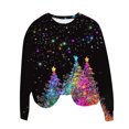 thumbnail image 5 of Feancey Womens Christmas Tops Long Sleeve Glitter Xmas Tree Graphic Pullover Round Neck Casual Loose Tunics Trendy Dressy Holiday Tee Shirts Multicolor8 M, 5 of 7