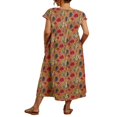thumbnail image 2 of CHOK Robes pour Femmes Été Floral Plage Robe Longue à Manches Courtes Col Rond avec Poche Fleur Bleue 2TG, 2 of 4