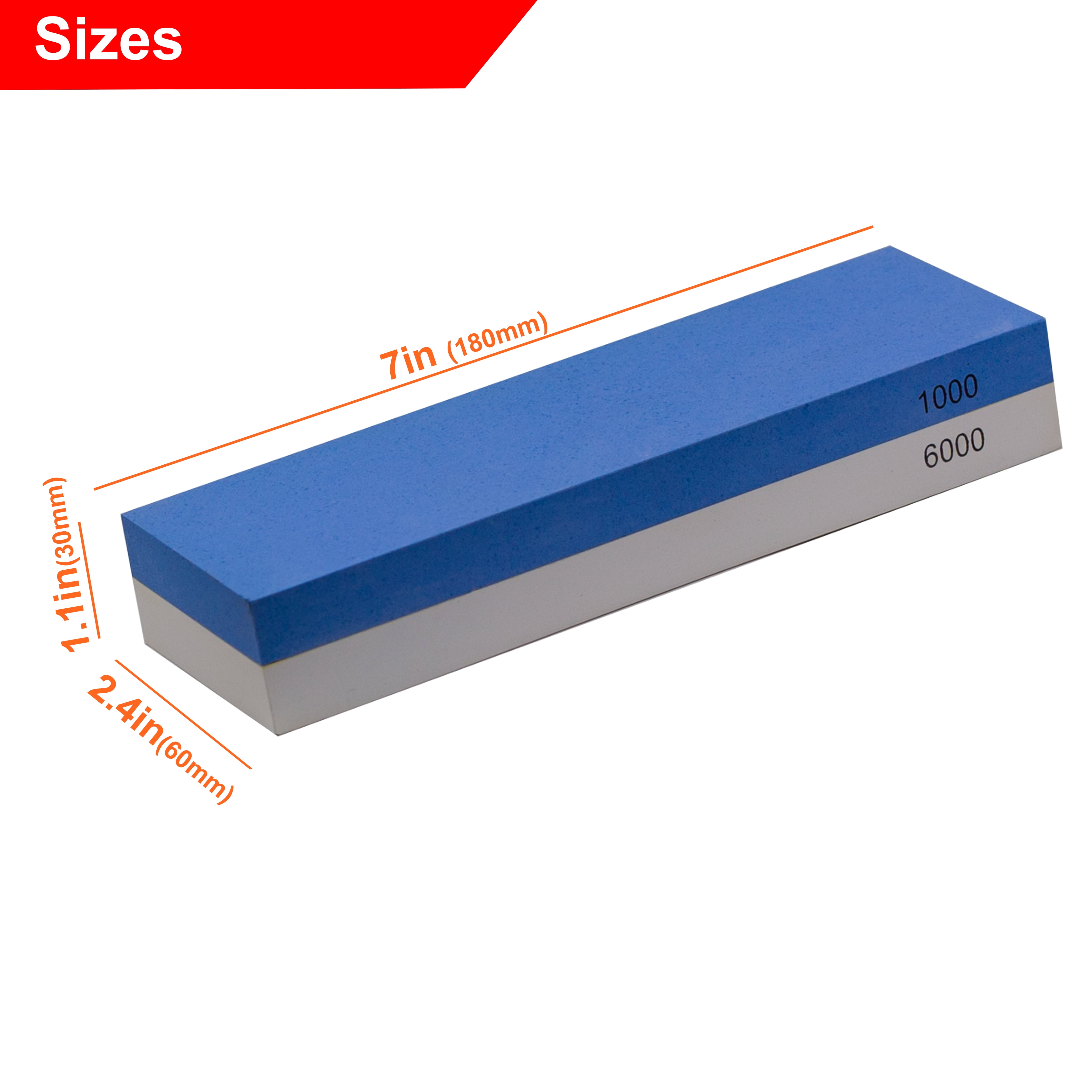 TOPXUAN Knife Sharpening Stone 1000/6000 Grit 2 Sided Sharpener Whetstone,Professional Wetstone for Kitchen Knives Sharpener with Non-Slip Rubber,Orange Color Box Package