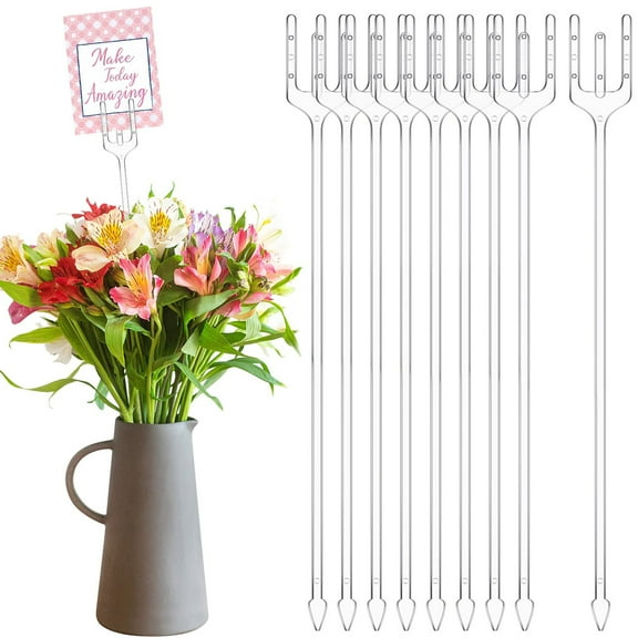 100Pcs Card Holder Transparent Smooth Surface Plastic 3-fork Floral Pick DIY Flower Arrangement Decoration for Party