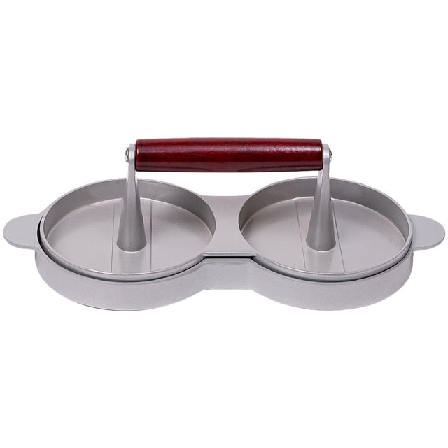 Molde para máquina de hamburguesas, molde antiadherente para carne de hamburguesa con mango de madera para cocina casera