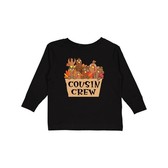 Inktastic Cousin Crew Cute Turkey Family Boys or Girls Long Sleeve Toddler T-Shirt
