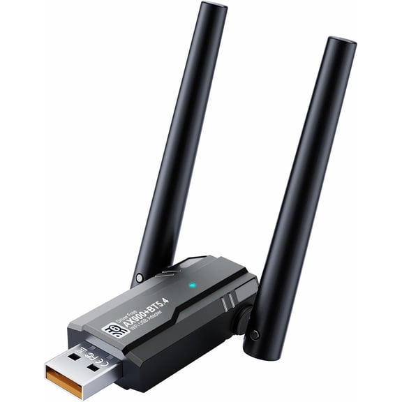 USB WiFi 6 Adapter & Bluetooth 5.4 900Mbps Dual Band 5G/2.4G, 5dBi Antenna for Desktop PC Laptop, Built-in Driver Windows 11/10/7