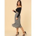 thumbnail image 2 of Unique Bargains Women's Floral Print Elastic Waist Ruffle Hem Midi Skirt, 2 of 6