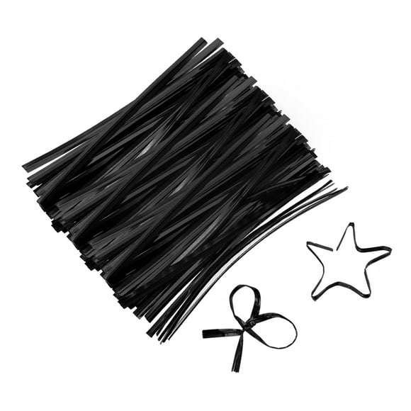3" Twist Ties, Metallic Twist Ties, Reusable Plastic Coated Twist Ties, Pack of 800, Black