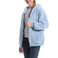 thumbnail image 3 of SWSMCLT Women's Fuzzy Jacket Hood Thermal Pocket Fleece Coat Long Sleeve Hoodie Outerwear Cute Full Zip Zipper Light Blue Medium, 3 of 4
