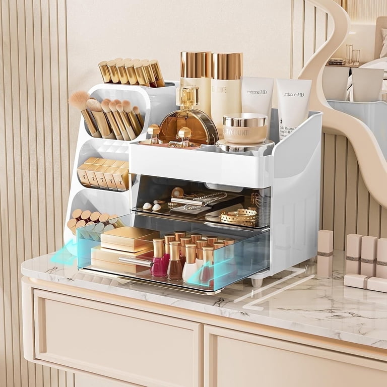 Delamu Makeup Organizer With Drawers, White photo 4