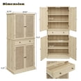 thumbnail image 5 of Gzxs 72" Tall Pantry Cabinet, Freestanding Kitchen Storage Cabinet with 4 Rattan Doors, 1 Large Drawer and Adjustable Inner Shelves, for Living Room, Dining Room, Natural, 5 of 9