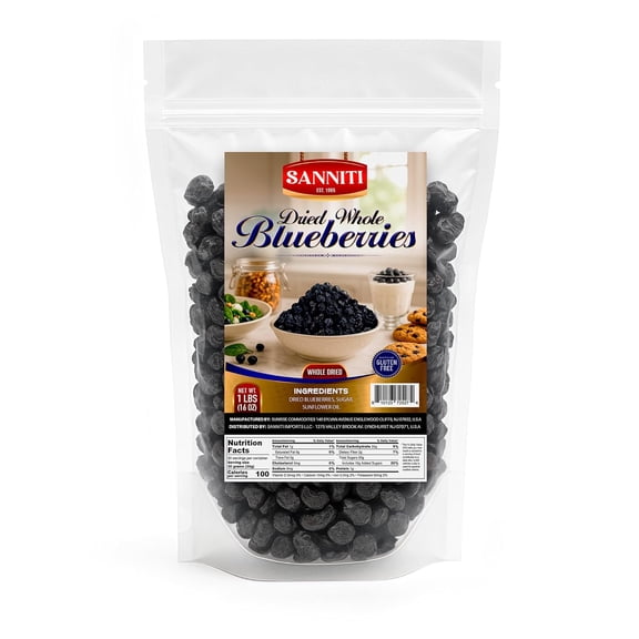 Sanniti Whole Dried Blueberries, 1 lb Bag